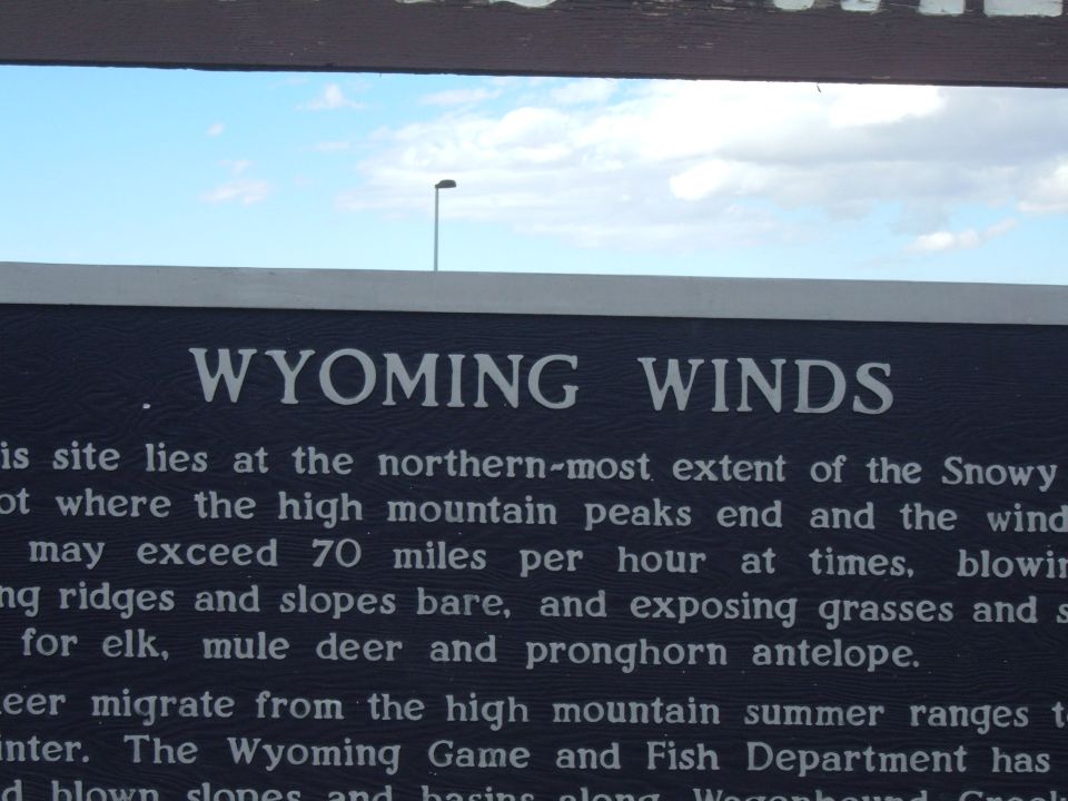 Sign about Wyoming Winds