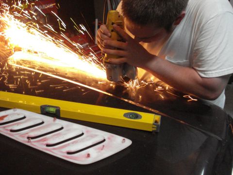 1996 Ford Bronco - Cutting the hood, no turning back now.
