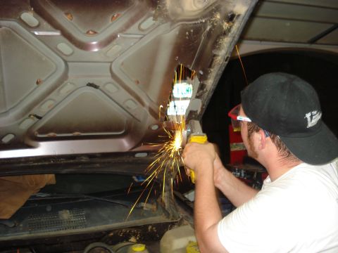 1996 Ford Bronco - Cutting from under the hood again