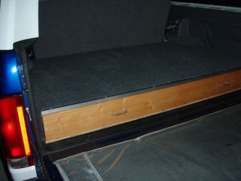 1996 Ford Bronco - I also added an aluminum 3/4 edgeing for the edge. The drawers are finished with some cheap drawer pulls from Walmart.