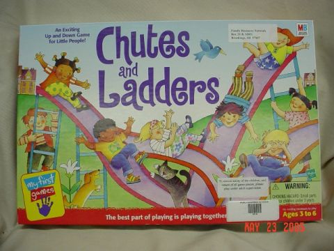 1971 Ford Ranchero - The Chutes and Ladders board game box features children playing on slides and ladders, promoting interactive fun.