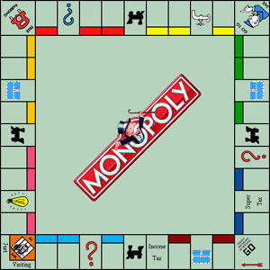1971 Ford Ranchero - Monopoly board game with the game's iconic sign placed diagonally in the center.