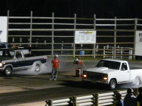 1994 Ford F-150 - Picture of my 82 F100 and my cousins 78 F150 just getting the smoke rollin in the burnout box.