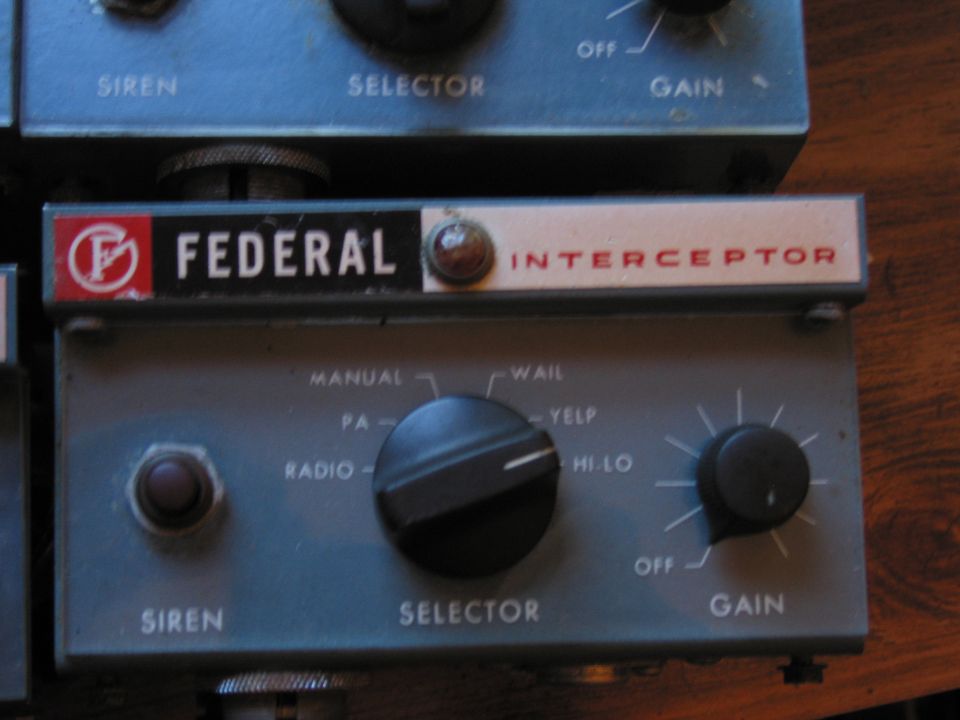 Blue Federal Interceptor siren control head with manual, wail, yelp and hi-lo positions