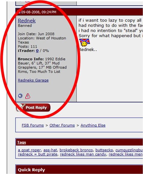 1996 Ford Bronco - This is a screenshot of a forum post with user information and text. The user information includes a username, ban status, join date, locat…