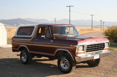 1979 Ford Bronco - This Ford Bronco features a distinctive grille and side trim, indicating a specific model year.