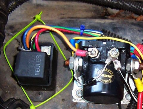 1983 Ford Bronco - Fan control relay operates solinoid to run fan, (rated at 80 Amps full time). A solinoid is needed because fan has 100A start current and 3…