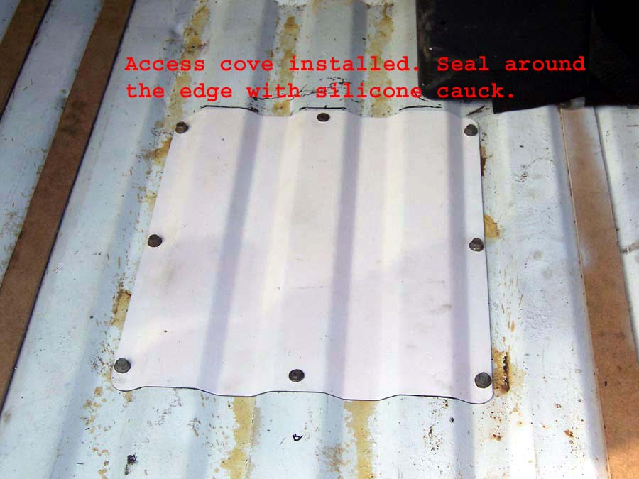 Access cover in place.  Use either a light bead of silicon or a piece or waterproof weather stripping to seal out water