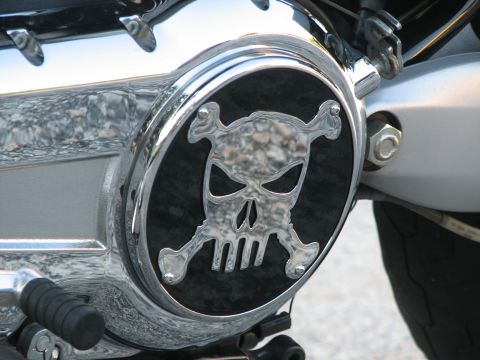 2006 Victory Kingpin - This motorcycle part features a decorative skull emblem, not a 2006 Victory Kingpin.