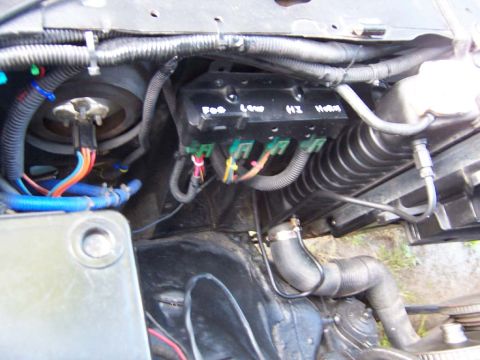 1983 Ford Bronco - Added relay to prevent my bumper mounted driving lights from staying on when the engine is not running. Next two are for my head light harn…