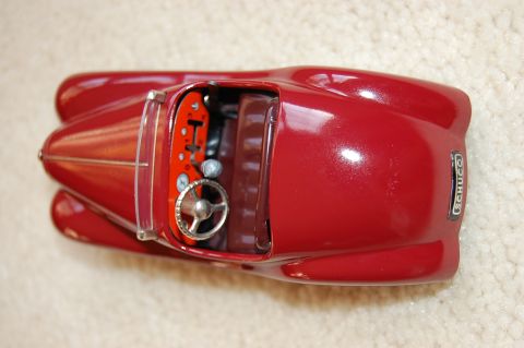 1968 Chrysler Town & Country - Schuco toy car interior detail, viewed from above.