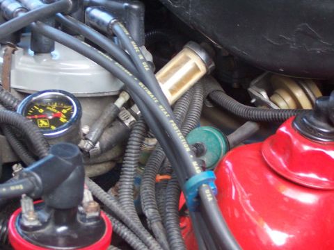 1983 Ford Bronco - Left to right, (fuel pressure gauge, inline fuel filter, throttle kicker). Evaluating if I need the throttle kicker. It bumps up the RPM wh…