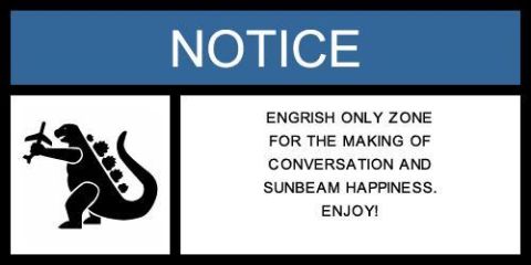 1971 Ford Ranchero - A notice sign displays text and a graphic, indicating a specific zone for conversation and happiness.