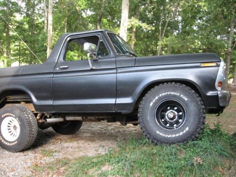 1978 Ford Bronco - This 1978 Ford Bronco is presented in a matte black finish with off-road tires and a lifted suspension.