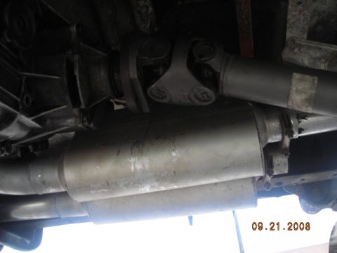 1993 Ford Bronco - Underside view of a vehicle's exhaust system and driveshaft, with a date stamp from 2008.