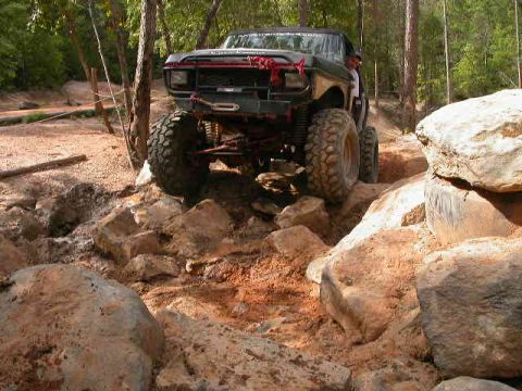 1990 Ford Bronco - This modified 1990 Ford Bronco navigates a challenging rocky obstacle course.