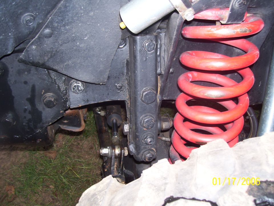 Red coil spring suspension part of a vehicle
