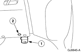 2007 Ford Mustang - Service procedure figure showing an interior mounting point and bushing with numbered callouts.