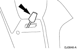 2007 Ford Mustang - Service procedure figure using a bold arrow to indicate the location of an interior component.