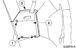 2007 Ford Mustang - Service procedure figure showing a mounting bracket with numbered callouts for fasteners and attachment points.