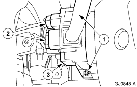 2007 Ford Mustang - Service procedure figure identifying a switch assembly and its fasteners with numbered callouts.