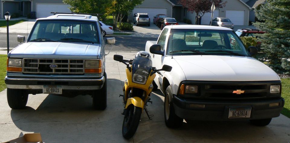 '89 Ranger, '02 Ninja, and '95 S10.
