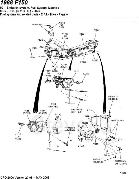 1983 Ford Bronco - Single-Function Reservoir Installation IF THE IMAGE IS TOO SMALL, click it. NOTE: The frame mounted fuel filter was repositioned to between…