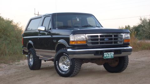1996 Ford Bronco - This black 1996 Ford Bronco features a lifted suspension and BFGoodrich All-Terrain tires.