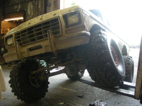 1979 Ford Bronco - This 1979 Ford Bronco features a modified grille and massive tires, suggesting a significant suspension lift.