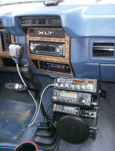 1986 Ford Bronco - Pioneer head unit, (Top) Northstar CB 10.5-12.5 meter, (Middle) Kenwood TS-50 Ham radio 10-160 meter (output goes through the head unit via…