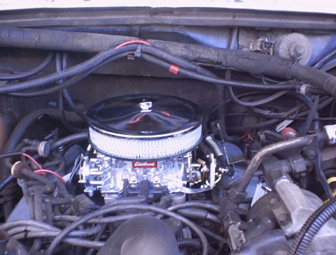 1986 Ford Bronco - Edelbrock 1406 Installed and running great the stock carb blew yesterday,so she got a new one, and wow what a difference!!