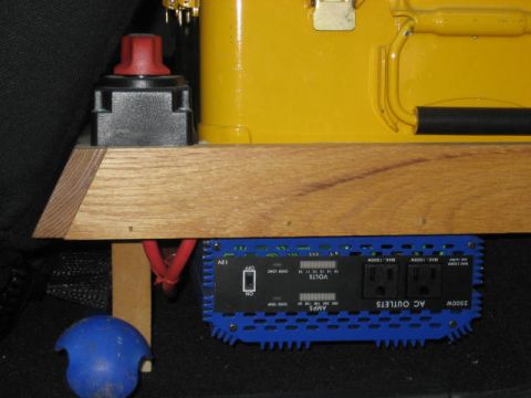 2004 Ford Ranger - Power inverter and battery disconnect switch installed in a vehicle.