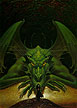 1999 Ford Crown Victoria - A mythical green dragon looms over a solitary figure in a dark, textured environment.