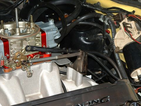 1978 Ford Ranchero - This image shows a detailed view of a vehicle's engine components, including the carburetor and intake manifold.