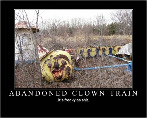 1971 Ford Ranchero - This abandoned clown train car looks like it's seen better days and is quite unsettling.