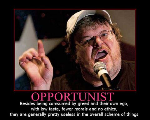1973 Ford Ranchero - A motivational poster with the title 'OPPORTUNIST' and a quote about greed and ego.