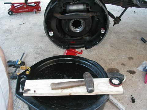 1989 Ford Bronco - Once the backing plate is clean, put the new bearing and seal in. I used my old bearing against the new one and 1x against the old bearing.…