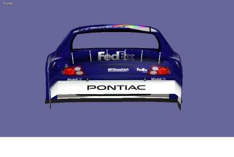2004 Jeep Wrangler - This Pontiac race car displays FedEx sponsorship and a white rear bumper with the Pontiac name.