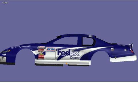 2004 Jeep Wrangler - This is a digital rendering of a race car body, likely a stock car, prominent FedEx Express branding and various sponsor decals.