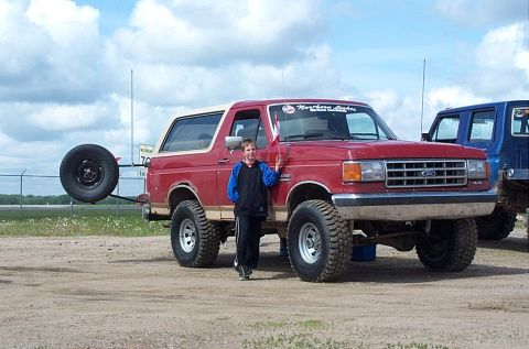 1987 Ford Bronco - With the little guy, waiting for some planes to come in at the local airport