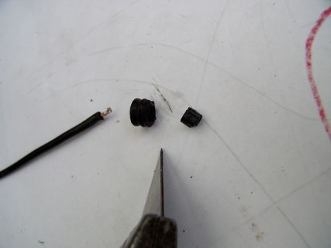 1990 Lincoln Town Car - Slice the snout off the grommet, as the 10 gauge wire doesn't need the extra length.