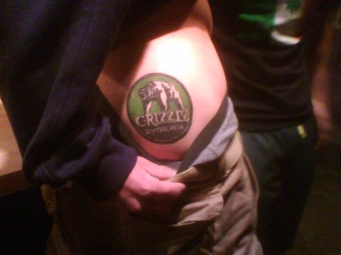 1993 Ford Bronco - A tattoo of the Grizzly Wintergreen logo is visible on a person's hip.