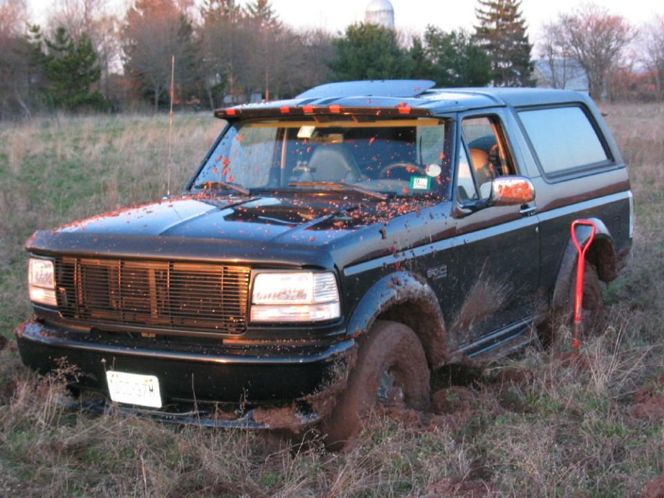 Used the shovel and a bunch of sticks to get unstuck. Dug a path for my tires, since they were stuck in four holes, and then jammed sticks under the tires for traction.