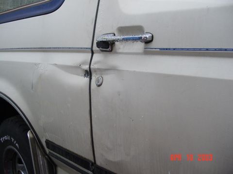 1987 Ford Bronco - This is where it got pushed into the bus