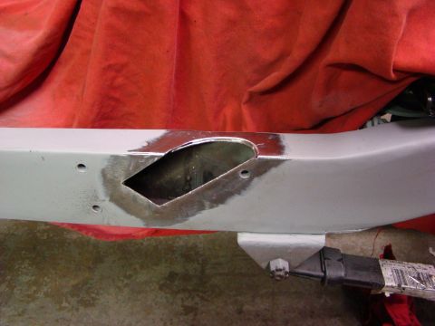 1948 Jeep Wrangler - Frame repair in progress, showing a section of the chassis with a cut-out.