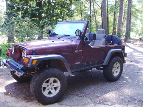 1995 Ford Bronco - This Jeep Wrangler is parked outdoors with trees in the background.