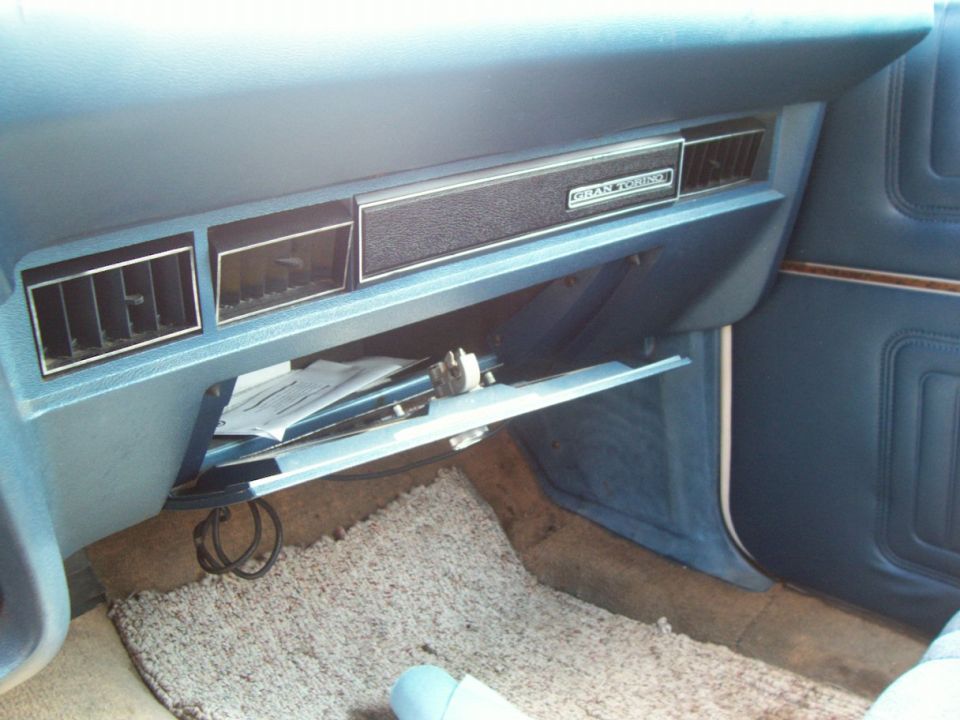 The glovebox door is damaged, rivets came out, latch still works but it won't hold it in.  I took the door off and will be looking for another that doesn't have stripped holes for the hinges.  No owner's manual, I'll use my '75 one for now.