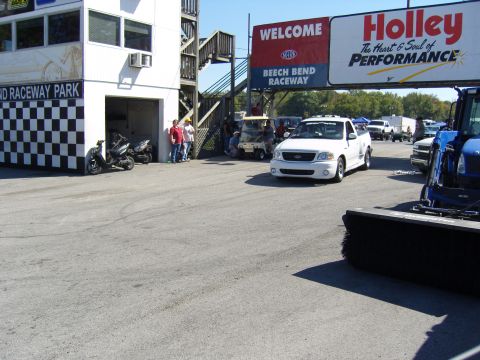 2007 Ford Mustang - A white 2007 Ford F-150 SVT Lightning pickup truck is seen driving at Beech Bend Raceway.