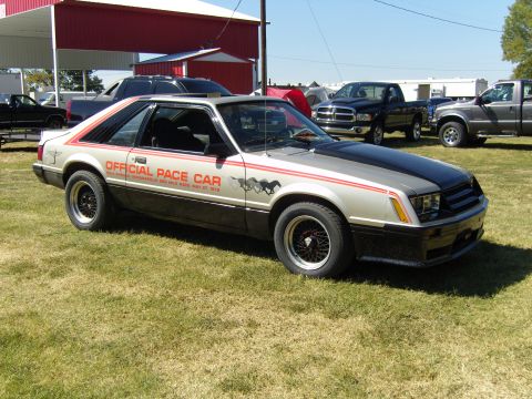 2007 Ford Mustang - This 1979 Ford Mustang Pace Car has "Official Pace Car" text and horse graphics on its side.