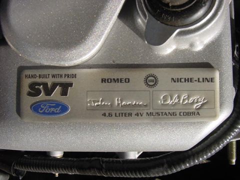 2001 Ford Mustang - Engine build plate